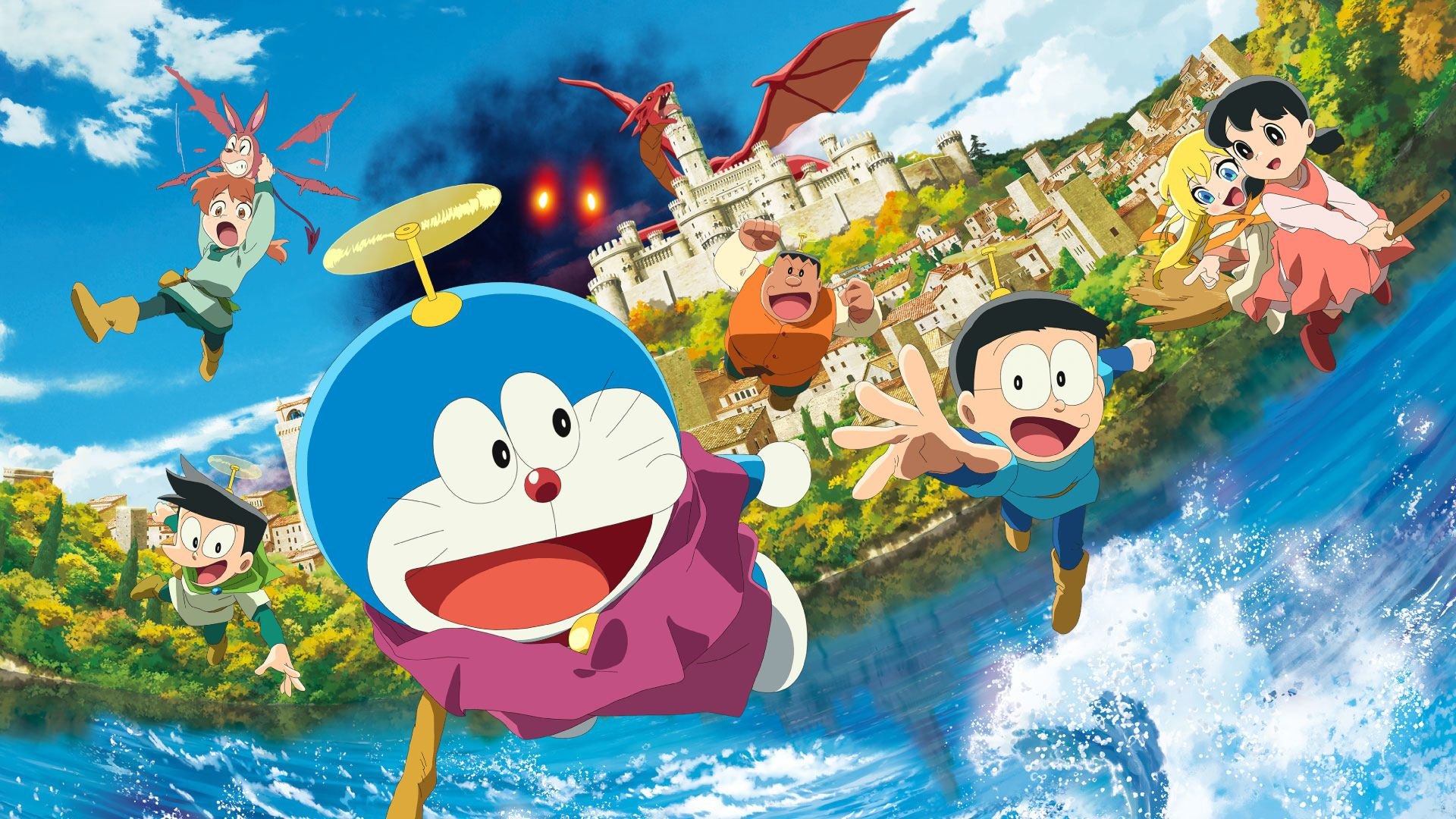 Doraemon y sus amigos en una aventura animada inspirada en el mundo de la pintura.